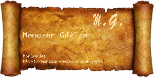 Menczer Géza névjegykártya