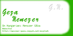 geza menczer business card