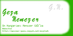 geza menczer business card